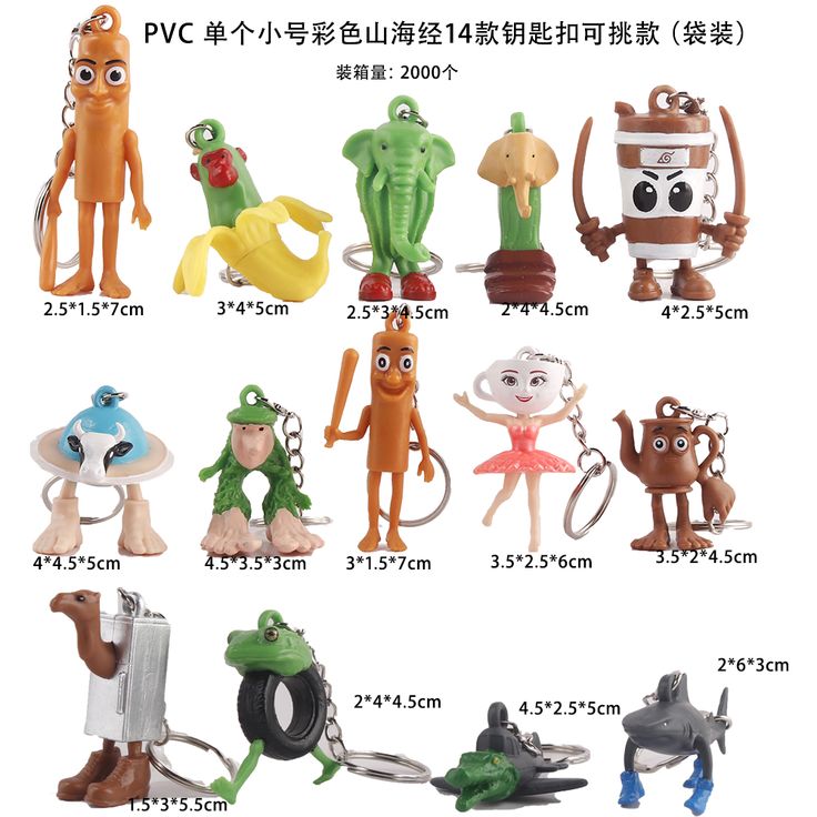 6 Pcs Random Italian Brainrot Keychains