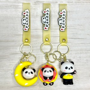 Cute Panda 3 Modles 3d Keychains pack of 12pcs