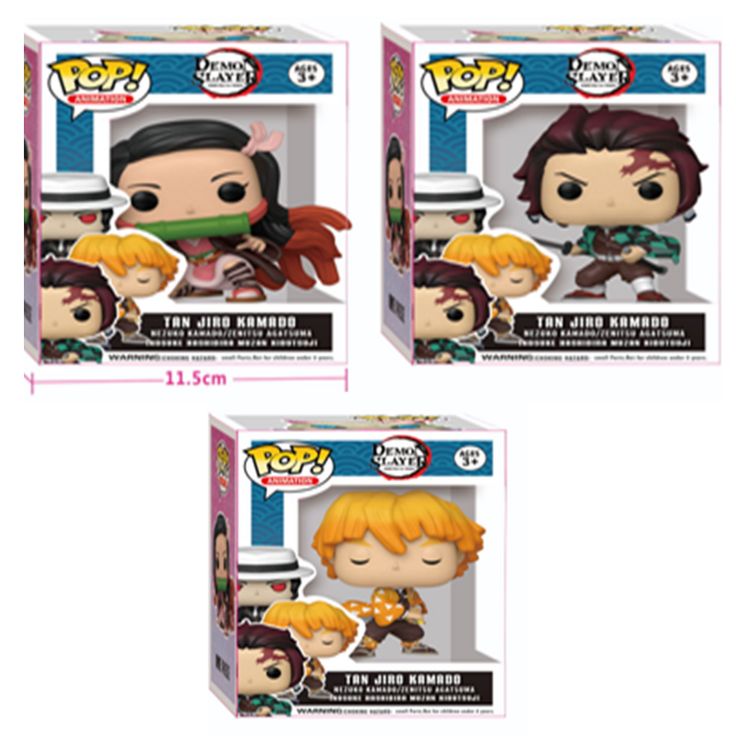 Set Of 3 Nejuko Tanjiro Zenitsu Fun Pop Figures